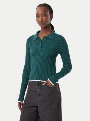 Tommy Jeans Sweter DW0DW23354 Zielony ciemny Slim Fit. Zielone swetry Tommy Jeans, xs, bez wzorów, z jeansu, bez ramiączek. Za 409.99 zł.