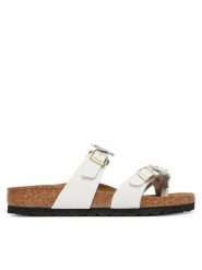 Birkenstock Japonki Mayari Flowe Embellishment 1032060 Biały. Białe klapki Birkenstock, bez wzorów, ze skóry, bez obcasa. Za 629.99 zł.