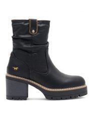 Mustang Botki 1473-601 Czarny. Czarne botki Mustang, bez wzorów, z syntetyku, bez obcasa, na słupku, bez zapięcia. Za 239.99 zł.
