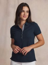 Damska koszulka polo TBS Lizzi. Niebieskie koszulki polo Tbs, s, bez wzorów, z bawełny, bez kołnierzyka, bez ramiączek. Za 279.95 zł.