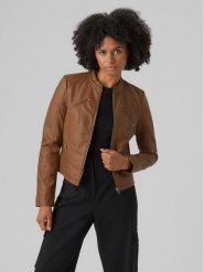 Vero Moda Kurtka z imitacji skóry Favodona 10288555 Brązowy Regular Fit. Brązowe kurtki Vero Moda, s, bez wzorów, ze skóry, bez kaptura. Za 149.99 zł.