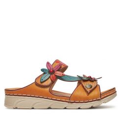Klapki Laura Vita. Brązowe klapki Laura Vita, bez wzorów, bez obcasa. Za 289.99 zł.