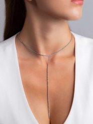 Lodie Silver Naszyjnik z elementami ozdobnymi rozmiar: onesize. Szare naszyjniki Lodie Silver, z cyrkonią, metalowe. Za 78.99 zł.