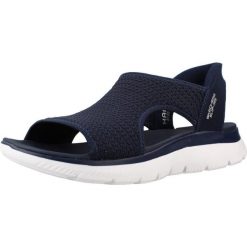 Sandały SKECHERS 119519S Niebieski. Niebieskie sandały Skechers, bez wzorów, z materiału, bez obcasa, bez zapięcia. Za 279.99 zł.