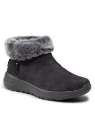 Skechers Botki On-The-Go Joy 144003/CHAR Szary. Szare botki Skechers, bez wzorów, ze skóry, bez obcasa, na płaskiej podeszwie, bez zapięcia. Za 379.99 zł.