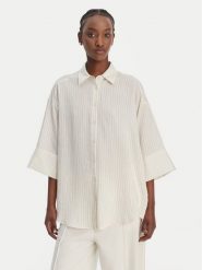 Eleh Koszula SS260297 Biały Relaxed Fit. Białe koszule Eleh, bez wzorów, z bawełny, bez kołnierzyka, bez ramiączek. Za 499.99 zł.