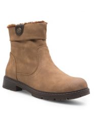 Clara Barson Botki CORNY H221008 Brązowy. Brązowe botki Clara Barson, bez wzorów, z materiału, bez obcasa, na płaskiej podeszwie, bez zapięcia. Za 159.99 zł.