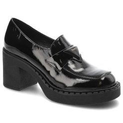 Czarne Półbuty Lamanti Skórzane Eleganckie Buty Na Obcasie. Czarne czółenka Lamanti, bez wzorów, ze skóry, bez obcasa, na obcasie, bez zapięcia. Za 289.00 zł.