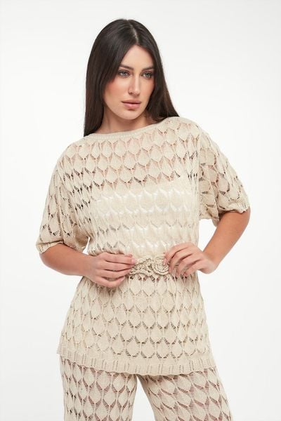 Sweter damski ażurowy TWINSET U&B. Swetry Twinset U&B, m, w ażurowe wzory, bez ramiączek. W wyprzedaży za 607.20 zł.