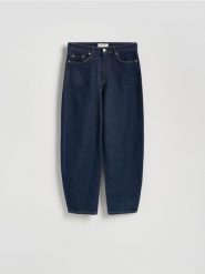 Jeansy barrel leg - indigo jeans. Niebieskie jeansy Reserved, bez wzorów. Za 199.99 zł.