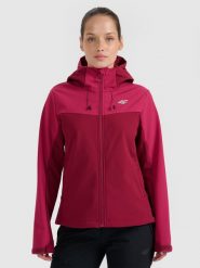 4F Kurtka softshell wiatroodporna membrana 8000 damska - czerwona M. Czerwone kurtki sportowe 4f, m, bez wzorów, z softshellu, bez kaptura. Za 299.99 zł.