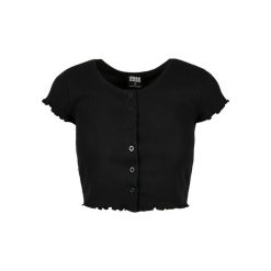 Top Damski / Damski Z Prążkowanymi Guzikami. Czarne topy Urban Classics, m, bez wzorów, prążkowane, bez kołnierzyka, bez ramiączek. Za 76.99 zł.