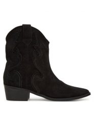 DeeZee Botki 3523-9 Czarny. Czarne botki DeeZee, bez wzorów, z materiału, bez obcasa, na słupku, bez zapięcia. Za 289.99 zł.