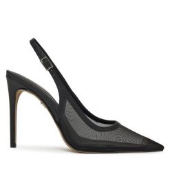 Sandały Aldo. Czarne sandały Aldo, bez wzorów, bez obcasa, na szpilce, bez zapięcia. Za 379.99 zł.
