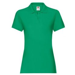 Damska Koszulka Polo Premium. Zielone koszulki polo FRUIT OF THE LOOM, xs, bez wzorów, bez kołnierzyka, bez ramiączek. Za 80.99 zł.