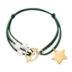 Bransoletka Christmas tree. Zielone bransoletki Lilou, z perłą, pozłacane. Za 220.00 zł.