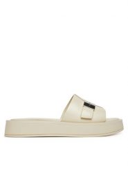Calvin Klein Klapki Flatform Slide W/Ck Hw - Lth HW0HW02368 Écru. Klapki Calvin Klein, bez wzorów, ze skóry, bez obcasa. Za 369.99 zł.