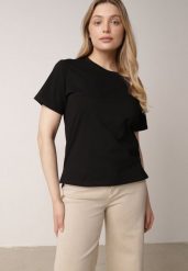 Czarny T-shirt z Bawełny z Dłuższym Tyłem i Rozcięciami po Bokach Cordalea. Czarne t-shirty Born2be, m, bez wzorów, z bawełny, bez kołnierzyka, bez ramiączek. Za 39.99 zł.