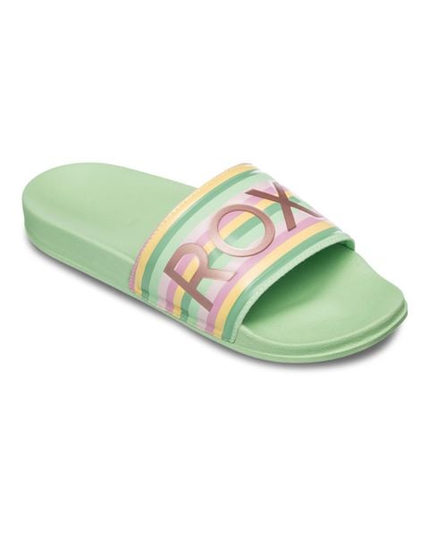Klapki basenowe damskie Roxy SLIPPY II. Zielone klapki Roxy, bez wzorów, z gumy, bez obcasa. Za 93.99 zł.
