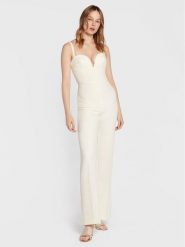 Elisabetta Franchi Kombinezon TU-007-27E2-V440 Biały Slim Fit. Białe sukienki Elisabetta Franchi, bez wzorów, z syntetyku, bez kołnierzyka, bez ramiączek. Za 2,149.00 zł.
