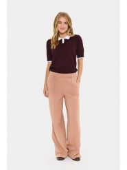 SAINT TROPEZ Spodnie w kolorze jasnobrązowym rozmiar: L. Brązowe spodnie materiałowe Saint Tropez, l, bez wzorów, z materiału, z podwyższonym stanem. Za 139.95 zł.