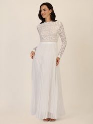 APART Sukienka w kolorze kremowym rozmiar: 42. Brązowe sukienki Apart, bez wzorów, z koronki, bez kołnierzyka, bez ramiączek, maxi. Za 339.99 zł.