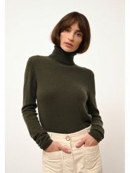 Just Cashmere Kaszmirowy sweter "Ava" w kolorze khaki rozmiar: S. Brązowe golfy Just Cashmere, s, bez wzorów, z kaszmiru, bez ramiączek. Za 415.31 zł.