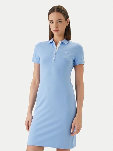 Gant Sukienka codzienna 4201468 Niebieski Slim Fit. Niebieskie sukienki GANT, na co dzień, s, bez wzorów, z bawełny, bez kołnierzyka, bez ramiączek, proste. Za 358.99 zł.
