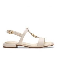 Clarks Skórzane sandały "Ariany Sling" w kolorze kremowym rozmiar: 39. Brązowe sandały Clarks, bez wzorów, klasyczne, z otwartym noskiem, bez obcasa, bez zapięcia. Za 201.55 zł.