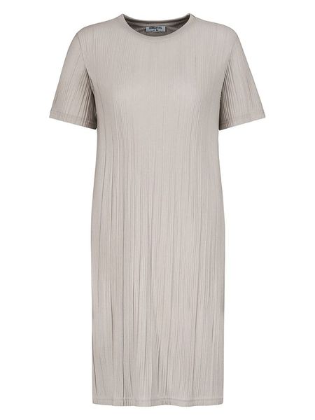 Sublevel Sukienka w kolorze beżowym rozmiar: L. Brązowe sukienki Sublevel, na co dzień, l, bez wzorów, bez kołnierzyka, bez ramiączek, midi, proste. Za 61.17 zł.