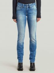 G-Star Dżinsy - Slim fit - w kolorze niebieskim rozmiar: W26/L30. Niebieskie jeansy G-Star, l, z aplikacjami. Za 232.78 zł.