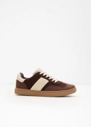 Sneakersy w stylu retro. Brązowe obuwie sportowe bonprix, bez zapięcia. Za 124.99 zł.