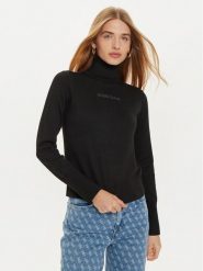Guess Jeans Golf W4BR15 Z3HO2 Czarny Regular Fit. Czarne golfy Guess Jeans, l, z aplikacjami, z jeansu, bez ramiączek. Za 259.99 zł.