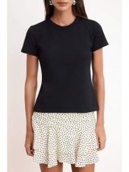 Trendyol Koszulka w kolorze czarnym rozmiar: M. Czarne bluzki Trendyol, m, bez wzorów, z bawełny, bez kołnierzyka, bez ramiączek. Za 73.99 zł.