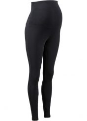 Legginsy ciążowe z bawełny organicznej. Czarne legginsy bonprix, bez wzorów, z bawełny. Za 57.99 zł.