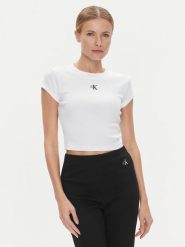 Calvin Klein Jeans T-Shirt J20J218337 Biały Slim Fit. Białe t-shirty Calvin Klein Jeans, xl, bez wzorów, z bawełny, bez kołnierzyka, bez ramiączek. Za 119.99 zł.