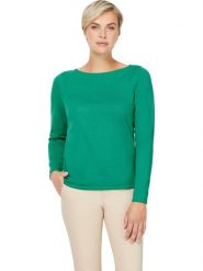 Heine Sweter w kolorze zielonym rozmiar: 40. Zielone swetry Heine, bez wzorów, z bawełny, bez ramiączek. Za 64.95 zł.