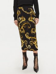 Versace Jeans Couture Spódnica midi 77HAE8B6 Czarny Regular Fit. Czarne spódnice Versace Jeans Couture, bez wzorów, z jeansu, midi. Za 579.99 zł.