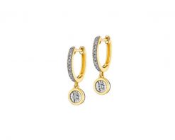 Kolczyki z żółtego i białego złota z diamentami - 0,19 ct - próba 585. Białe kolczyki Apart, z diamentem, złote. Za 4,090.00 zł.