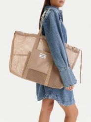 Guess Jeans Torebka WBEO-GUESS-M-003-09 Brązowy. Brązowe shopper Guess Jeans, z aplikacjami, z jeansu, bez dodatków. Za 159.99 zł.