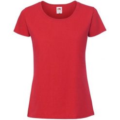 Koszulka Damska Iconic 190. Czerwone bluzki FRUIT OF THE LOOM, m, bez wzorów, sportowe, bez kołnierzyka, bez ramiączek. Za 38.99 zł.