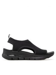 Skechers Sandały City Catch 119236/BBK Czarny. Czarne sandały Skechers, bez wzorów, z materiału, bez obcasa, na płaskiej podeszwie, bez zapięcia. Za 239.99 zł.