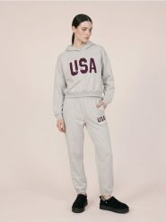 Bluza hoodie z napisem USA - szary. Szare bluzy Sinsay, l, bez wzorów, bez kaptura. Za 49.99 zł.