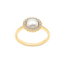 Pierścionek Cosmos z białą perłą no.3 pozłacany. Białe pierścionki Lilou, z cyrkonią, pozłacane. Za 279.00 zł.