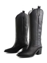 Loft37 Skórzane kowbojki "Euphoric Nights" w kolorze czarnym rozmiar: 41. Czarne kozaki loft37, na zimę, bez obcasa, bez zapięcia. Za 657.33 zł.