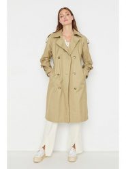 Trendyol Trencz w kolorze oliwkowym rozmiar: 38. Zielone płaszcze Trendyol, bez wzorów, z tkaniny, bez kaptura. Za 117.99 zł.