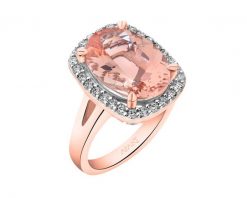 Pierścionek z różowego złota z diamentami i morganitem - próba 585. Czerwone pierścionki Apart, z diamentem, złote. Za 14,590.00 zł.
