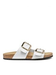 Geox Klapki D Brionia R D45Y3B 00085 C1000 Biały. Białe klapki Geox, bez wzorów, ze skóry, bez obcasa. Za 399.99 zł.