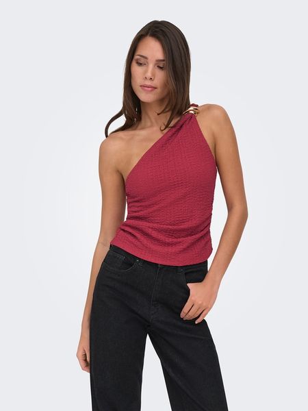 ONLY Top w kolorze bordowym rozmiar: M. Czerwone topy Only, m, z aplikacjami, bez kołnierzyka, bez ramiączek. Za 103.37 zł.
