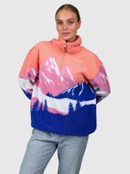 Brunotti Bluza polarowa "Chino" w kolorze pomarańczowo-różowo-niebieskim rozmiar: S. Niebieskie bluzy Brunotti, s, bez wzorów, z polaru, bez kaptura. Za 173.99 zł.